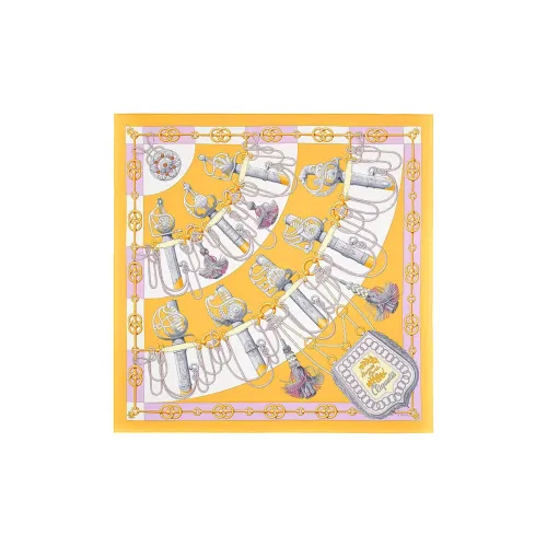 HERMES Шелковые шарфы Женские Солнечный Желтый Parma Фиолетовый