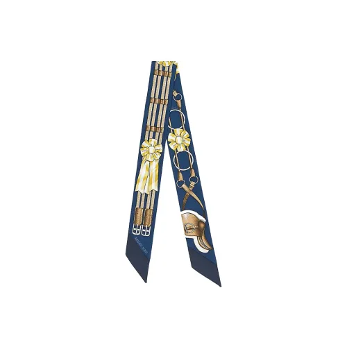HERMES Jumping Шелковые шарфы Морской синий Женские