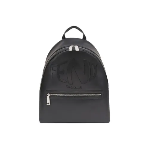 FENDI Leather Backpack Men's Black