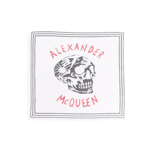 Alexander McQueen Хлопковый шелковый шарф Айвори/Черный мужской