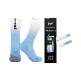 Дальний Небесный Лазурь Тай-дай Шнурки 1 Упаковка + Сине-Белый Градиент Баскетбольные Носки Универсального Размера 1 Пара