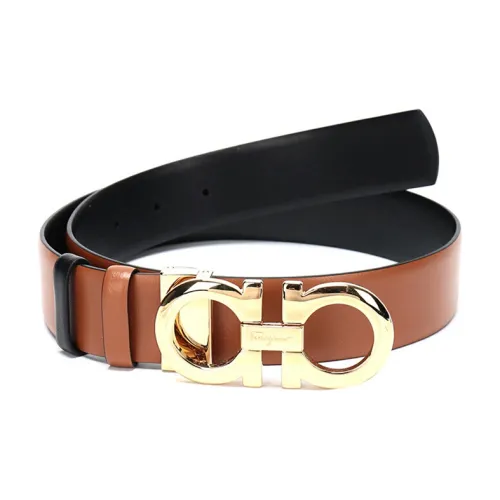 Ferragamo Ремни из коровьей кожи женские коричневые и черные ширина 3,5 см