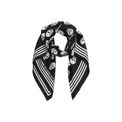 Alexander McQueen Шелковые шарфы Черный Сливочный Женские