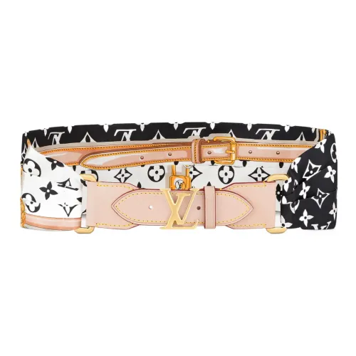 LOUIS VUITTON Коровья кожа шелк Mulberry ремень женский черный розовый ширина 3 см