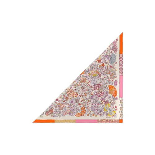 HERMES Кашемир Шелковые Шарфы Натуральный/Мальвовый Фиолетовый/Апельсин Женские