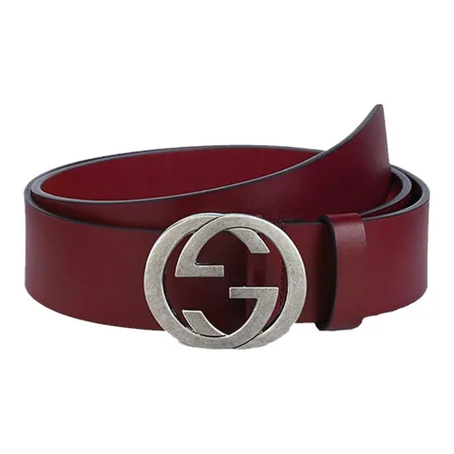 GUCCI Double G с пряжкой ремни из коровьей кожи мужской красный ширина 4 см