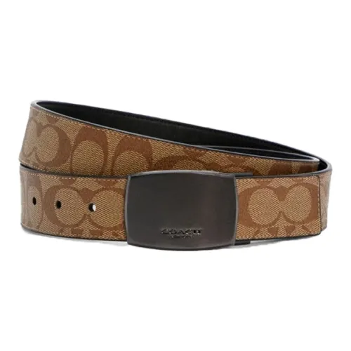 COACH ПВХ Кожаные ремни Мужской Хаки Черный Ширина 3,5 см