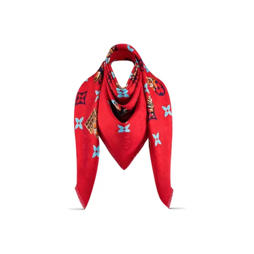 LOUIS VUITTON PRECIOUS TIGER Шерстяная и шелковая шаль Женская Красная