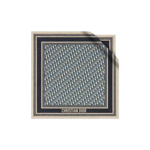 DIOR Шарфы из шелка Тутовый Унисекс Морской Синий