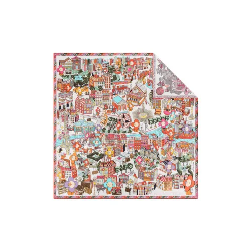 LOUIS VUITTON Vivienne Шелковые шарфы Красный/Многоцветный Женские