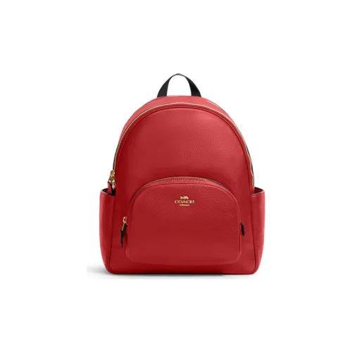 COACH Кожа Рюкзак Большой Женский Красный