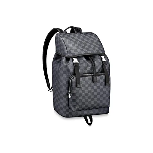 LOUIS VUITTON Zack Macassar Холст и Кожа Рюкзак Мужской Черный Серый