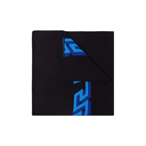 VERSACE Вязаный шарф из шерсти, черный, унисекс