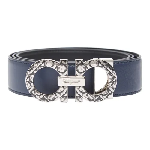 Ferragamo Ремни из коровьей кожи Мужской Синий Ширина 3,5 см