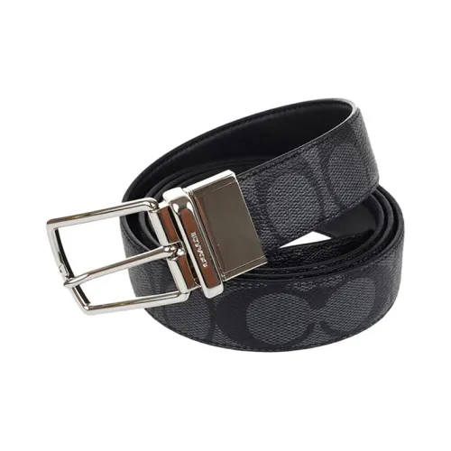 COACH Кожаные ремни Мужской Черный Серый Ширина 3 см
