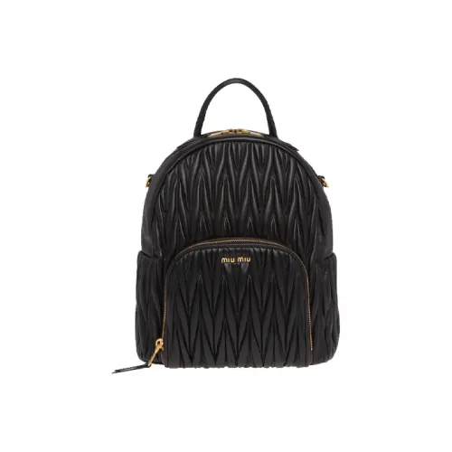 MIU MIU Matelassé Lambskin Backpack Women's Black