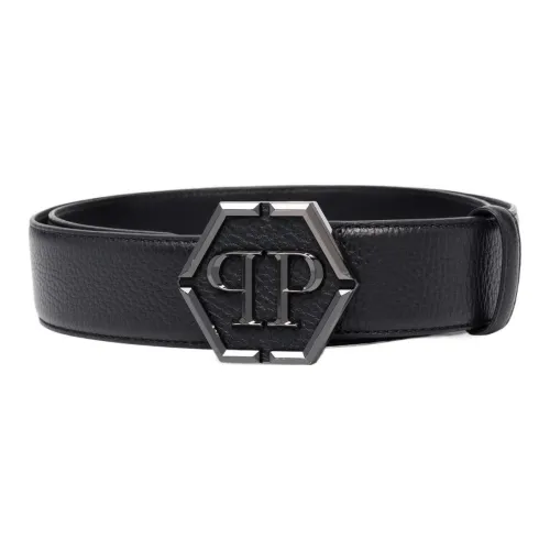 PHILIPP PLEIN HEXAGON Коровья кожа Ремни Черный Унисекс
