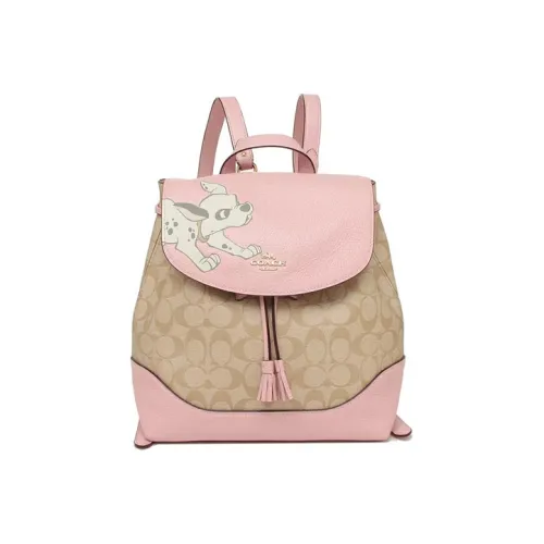 COACH Disney X Keith Haring Disney Пятно Собака Коллаборация ELLE Холст с кожей Детский рюкзак Обычный Женский Розовый
