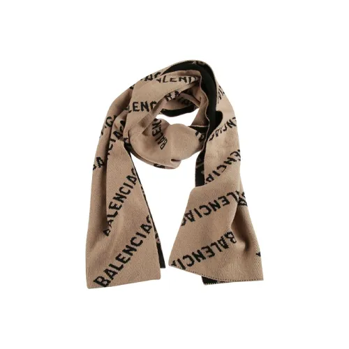 BALENCIAGA Шерсть Вязаные Шарфы CAMEL, Черный Женские