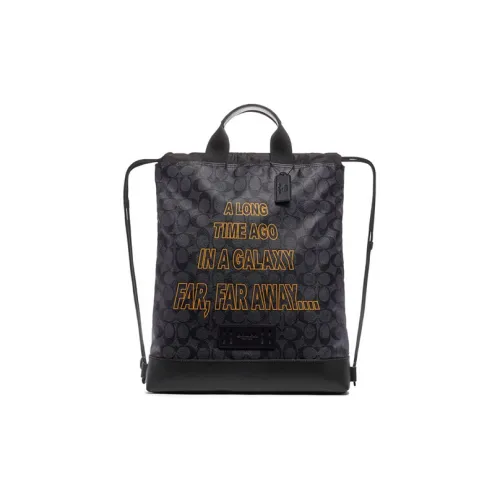 COACH Star Wars Xingji BATTLE Collaboration Terrain Гладкая отделка Кожа Рюкзак Мужской Черный