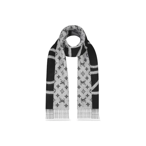 LOUIS VUITTON Кашемир Вязаные Шарфы Унисекс Черный Серый