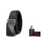 Зернистая кожа личи, черный ремешок с металлической пряжкой + премиум-бокс