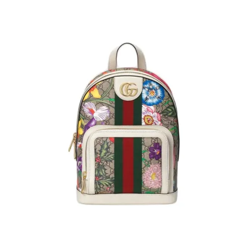 GUCCI Ophidia Холст и Кожа Рюкзак Маленький Женский Эбеновый Белый Многоцветный