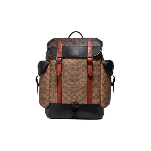 COACH Hitch Canvas Leather Travel Bag Backpack Large Men's Brown Multicolor COACH Hitch Холст Кожаная Путешественная Сумка Рюкзак Большой Мужской Коричневый Многоцветный