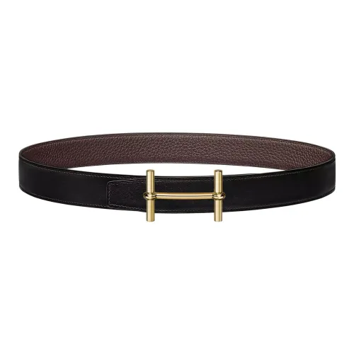 HERMES H d'Ancre Коровья кожа Ремни Черный/Шоколад Женские