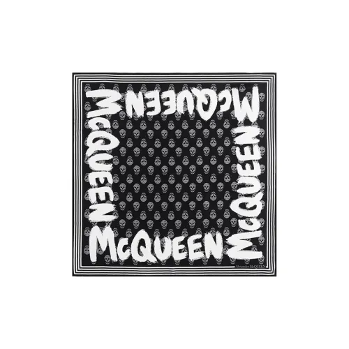Alexander McQueen Шелковые шарфы Черный Белый Мужской