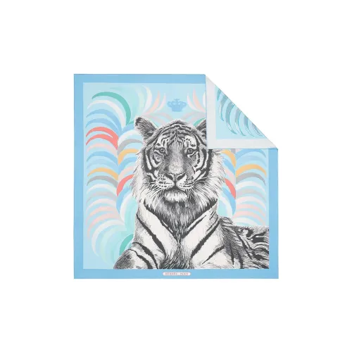 HERMES Tiger of Kings Шарфы из тутового шелка Небесно-голубой Женские