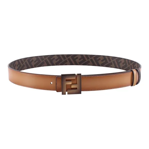 FENDI Телячья кожа Кожаные ремни Мужской Коричневый Светлый Умбра Ширина 3,5 см