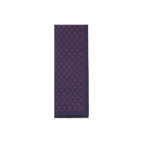 GUCCI Шарфы из шерсти Wool Knit, темно-синий, унисекс