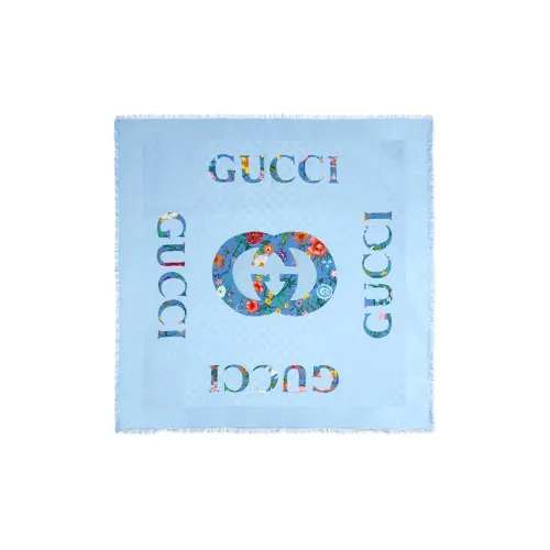 GUCCI Flora Модал Шали Светло-синий Женские