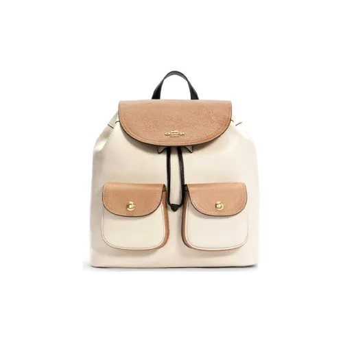 COACH Pennie Коровья кожа Рюкзак Женская Белый и Коричневый