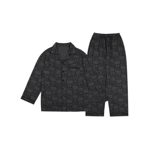 JRs Kitty White Dark Gray Men's Pajama Sets JRs Kitty White Темно-серый Мужские Пижамные Комплекты