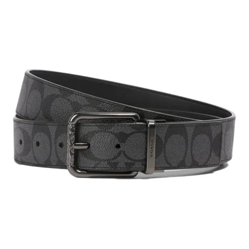 COACH Ремни из крупнозернистой текстуры коровьей кожи, черные, мужские