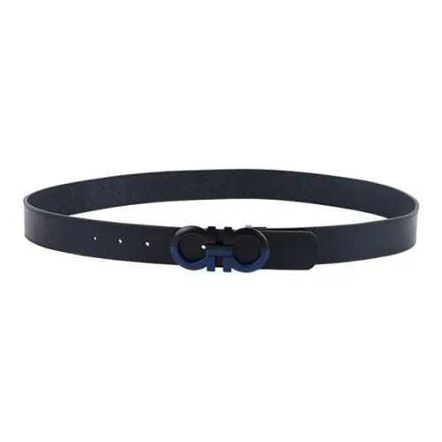 FERRAGAMO GANCINI Ремни из коровьей кожи Мужской Черный Ширина 3,5 см