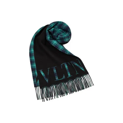 Valentino Шерсть Вязаные Шарфы Черный/Зеленый Мужской