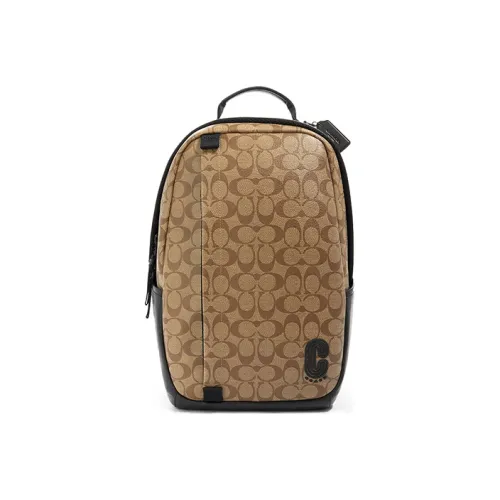 COACH Edge Покрытый холст телячья кожа рюкзак большой мужской хаки