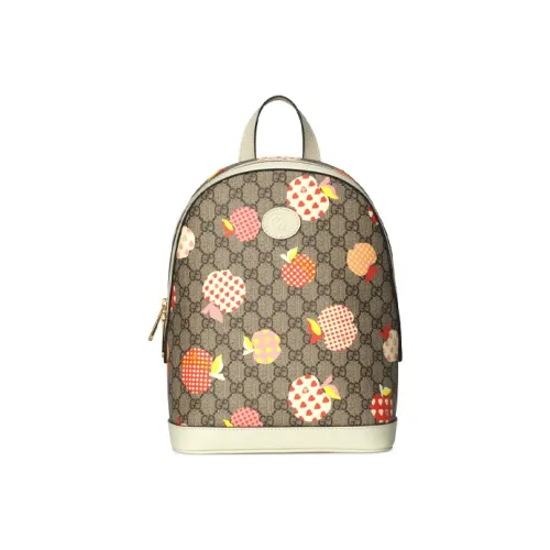 GUCCI Canvas с кожаными вставками рюкзак маленький женский цвет эбеновый белый конфетный