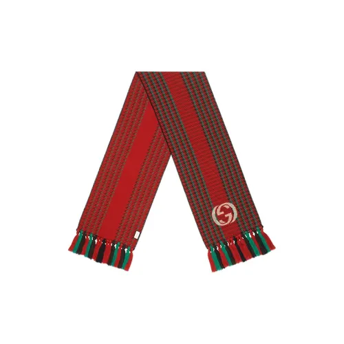 GUCCI Вязаные шарфы Женские Красный зеленый Красный