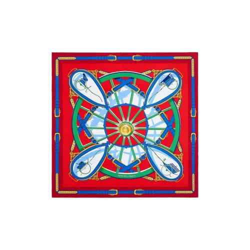 Hermes En Roue Libre Шелковые шарфы Красный Женские