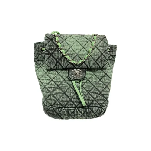 CHANEL Denim Backpack Women's Green CHANEL Деним Рюкзак Женские Зеленый