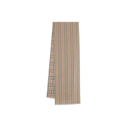 Burberry Винтаж Шерсть Шелковые Шарфы Экрю Унисекс