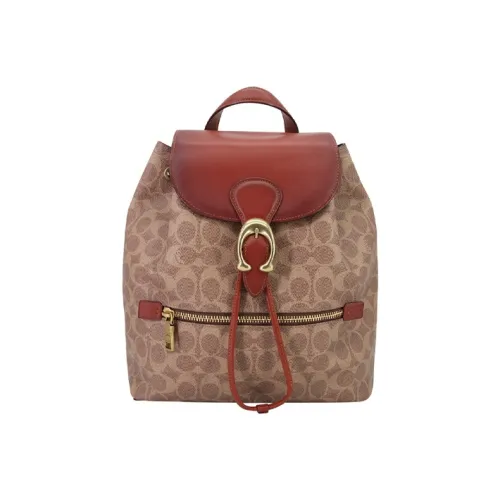 COACH Evie Canvas Leather Backpack Medium Women's Monogram Brown