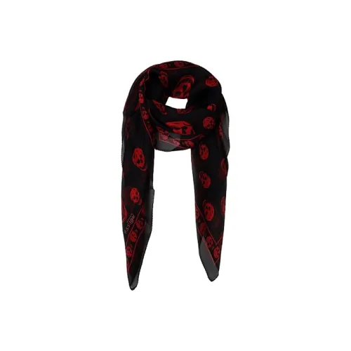 Alexander McQueen Шелковые шарфы Черно-красные Женские