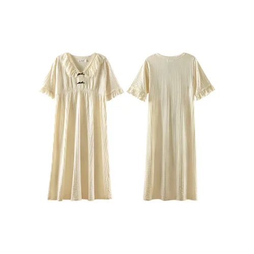 Q'NIANMA Теплый абрикосовый женский ночной сорочка