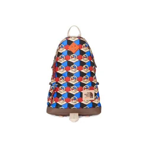 GUCCI The North Face Коллаборация Переработанный нейлон с кожаными вставками Рюкзак Средний Унисекс Многоцветный