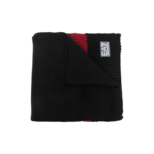 EMPORIO ARMANI Вязаные шарфы из смеси шерсти, черные, мужские